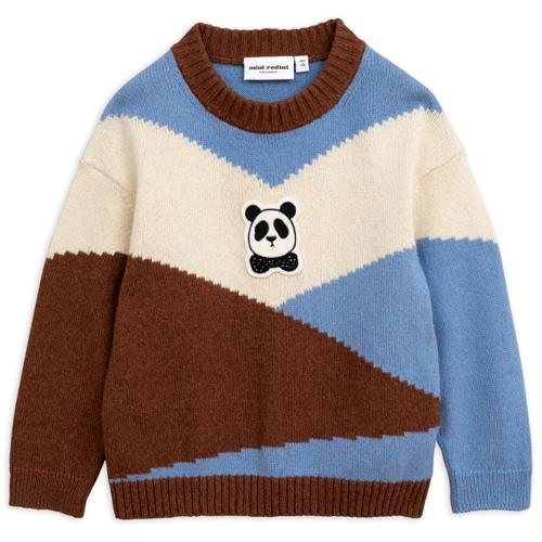 panda knitted wool pullover-brown