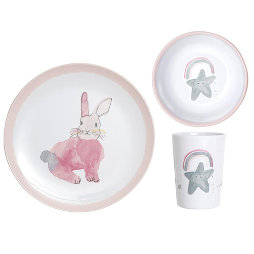 pax and hart-pink bunny dinner set