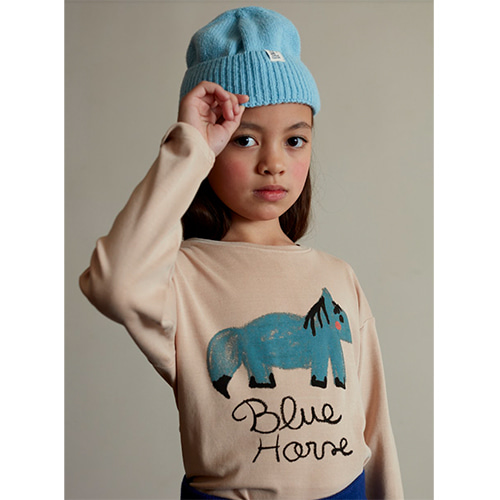 [Weekend House Kids]Blue Horse Long T-shirt
