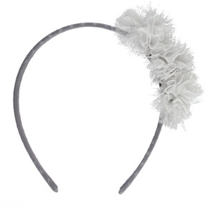 Pompom Tulle Headband-grey