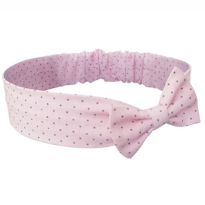 Baby Headband-pink grey dot