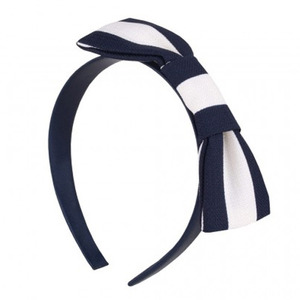 Giant Stripe Bow Hairband Navy
